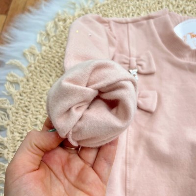 Conj. Blusão de Moletom Dois Laços e Calça Legging Ursinhos - Rose